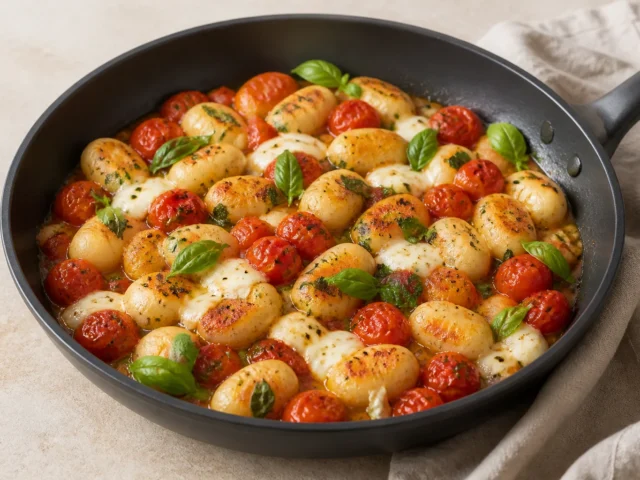 Gnocchi-Pfanne mit Tomaten und Mozzarella – schnell & einfach
