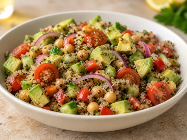 Quinoa-Salat mit Avocado und Kichererbsen – frisch & sättigend