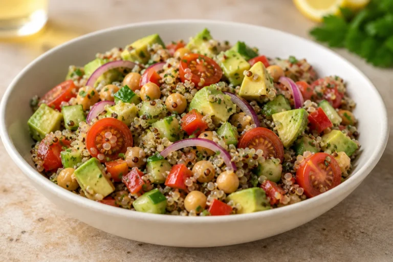 Quinoa-Salat mit Avocado und Kichererbsen – frisch & sättigend